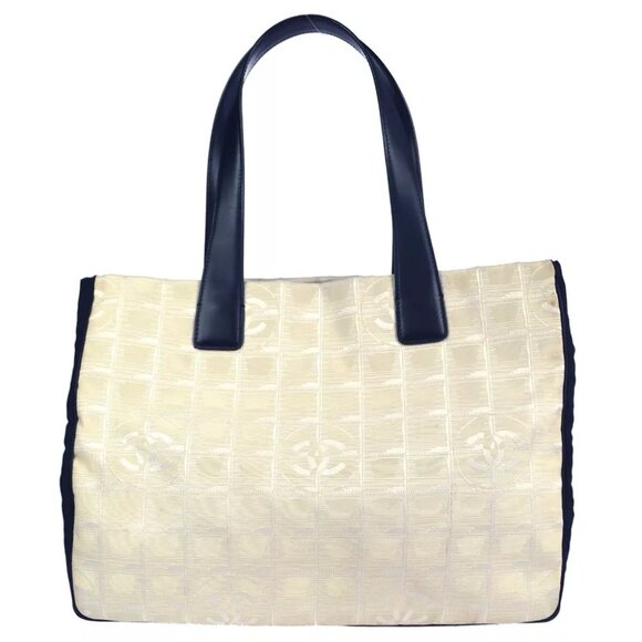 Chanel White Jacquard Nylon Travel Line Tote Handbag - Picture 1 of 11